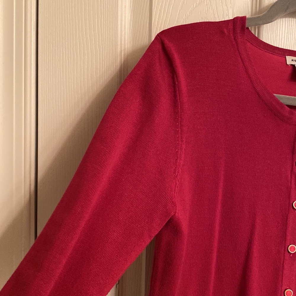 Anna Rose Pink Long Sleeve Lightwt Classic Cardigan Rayon-blend Sweater Medium - Picture 3 of 7